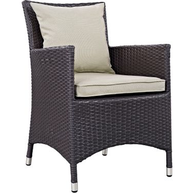 Convene Espresso Beige Dining Outdoor Patio Arm Chair
