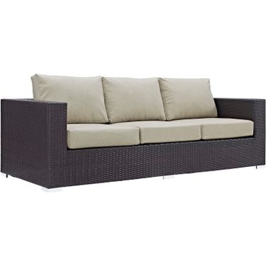 Convene Espresso Beige Outdoor Patio Sofa