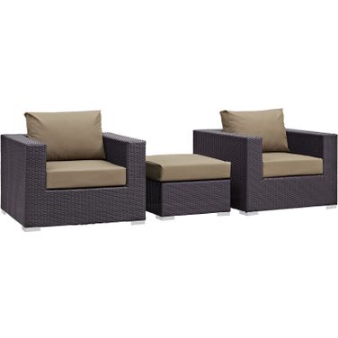 Convene Espresso Mocha 3 Piece Outdoor Patio Sofa Set EEI-2174-EXP-MOC-SET