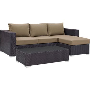 Convene Espresso Mocha 3 Piece Outdoor Patio Sofa Set EEI-2178-EXP-MOC-SET