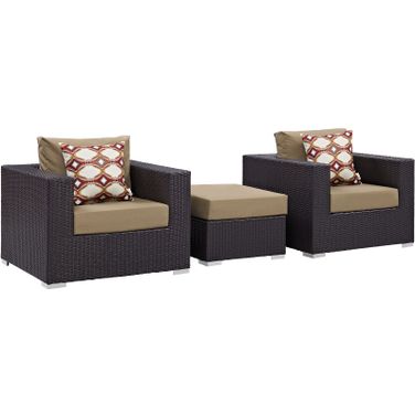 Convene Espresso Mocha 3 Piece Outdoor Patio Sofa Set EEI-2363-EXP-MOC-SET
