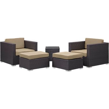 Convene Espresso Mocha 5 Piece Outdoor Patio Sectional Set EEI-1809-EXP-MOC-SET