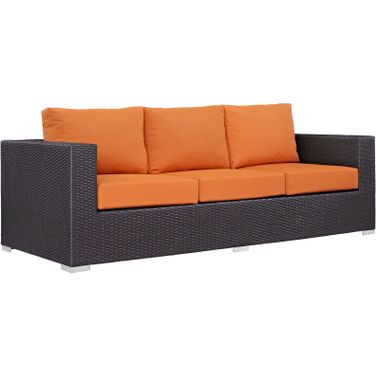 Convene Espresso Orange Outdoor Patio Sofa
