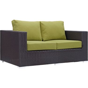 Convene Espresso Peridot Outdoor Patio Loveseat EEI-1907-EXP-PER