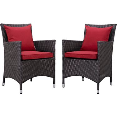 Convene Espresso Red 2 Piece Outdoor Patio Dining Set
