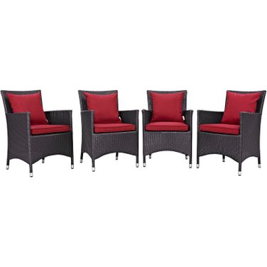 Convene Espresso Red 4 Piece Outdoor Patio Dining Set