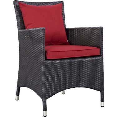 Convene Espresso Red Dining Outdoor Patio Arm Chair