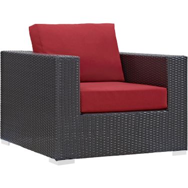 Convene Espresso Red Outdoor Patio Arm Chair