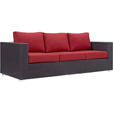 Convene Espresso Red Outdoor Patio Sofa