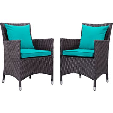 Convene Espresso Turquoise 2 Piece Outdoor Patio Dining Set