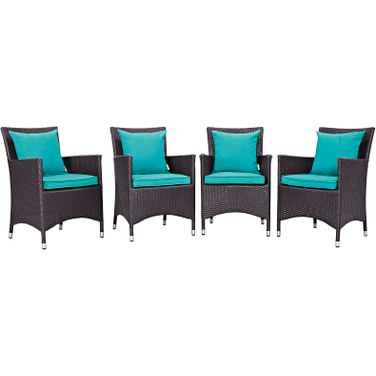 Convene Espresso Turquoise 4 Piece Outdoor Patio Dining Set