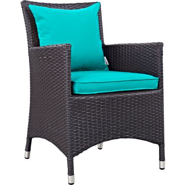 Convene Espresso Turquoise Dining Outdoor Patio Arm Chair