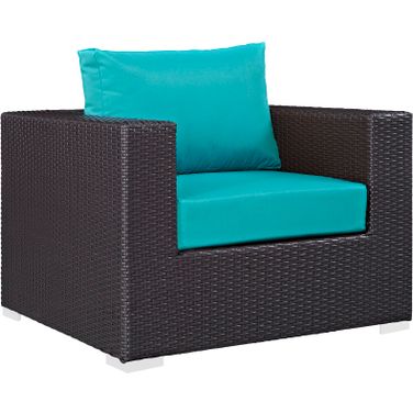 Convene Espresso Turquoise Outdoor Patio Arm Chair