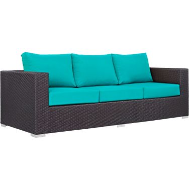 Convene Espresso Turquoise Outdoor Patio Sofa