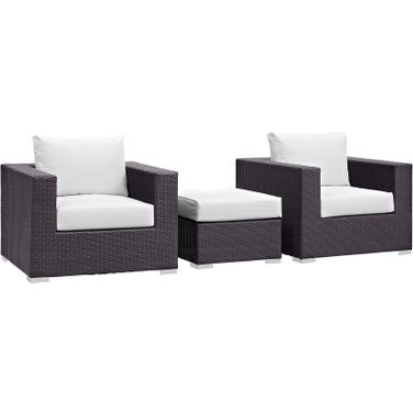Convene Espresso White 3 Piece Outdoor Patio Sofa Set EEI-2174-EXP-WHI-SET