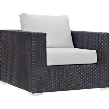 Convene Espresso White Outdoor Patio Arm Chair