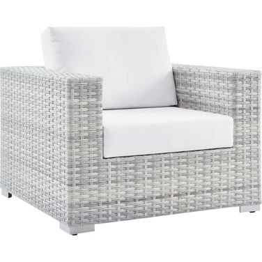 Convene Outdoor Patio Arm Chair In Light Gray/White
