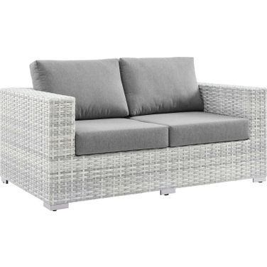Convene Outdoor Patio Loveseat In Light Gray Gray