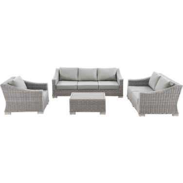Conway 4-Piece Outdoor Patio Wicker Rattan Furniture Set EEI-5091-GRY