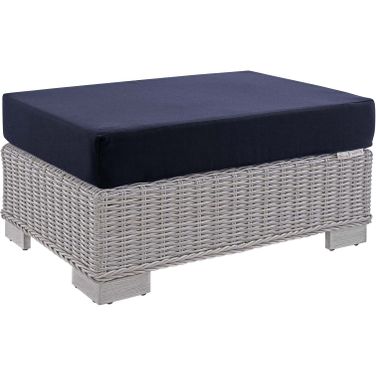 Conway Sunbrella Outdoor Patio Wicker Rattan Ottoman