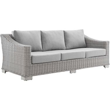 Conway Sunbrella Outdoor Patio Wicker Rattan Sofa In Light Gray Gray