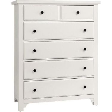 Cool Farmhouse 5 Drawer Chest In Soft White