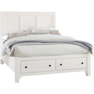 Cool Farmhouse King Panel Bed With Storage Footboard In Soft White