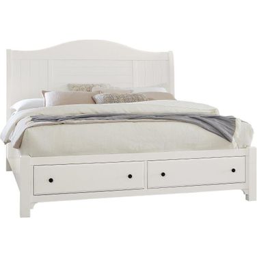 Cool Farmhouse King Sleigh Bed With Storage Footboard In Soft White