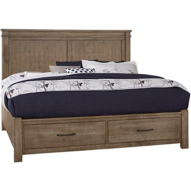 Cool Rustic King Mansion Bed With Footboard Storage In Stone Grey