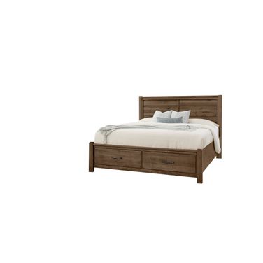 Cool Rustic King Plank Bed With Footboard Storage In Mink