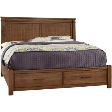 Cool Rustic Queen Mansion Bed With Footboard Storage In Amber