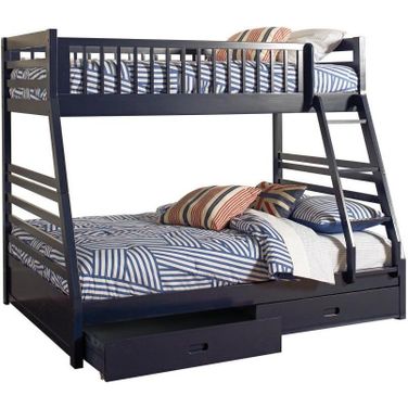 Ashton Twin Over Full 2-drawer Bunk Bed Navy Blue
