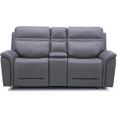 Cooper Power Reclining Loveseat with Console and Headrest In Blue Grey