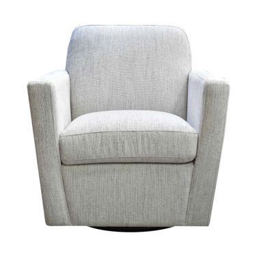 Cooper Swivel Club Chair In Woven Linen and Matte Black