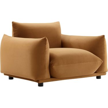 Copious Performance Velvet Arm Chair In Cognac