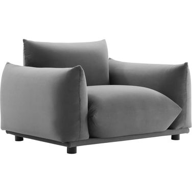 Copious Performance Velvet Arm Chair In Gray