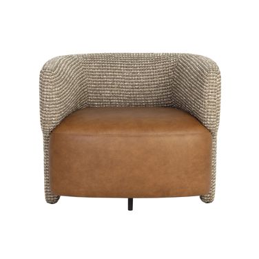 Coppola Lounge Chair In Cognac and Torched Meringue