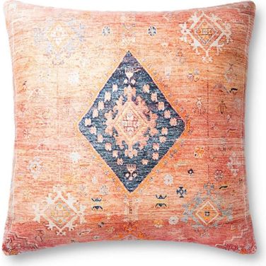 Loloi P0883 Coral and Multi 3' x 3' Pillow