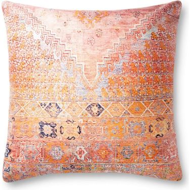 Loloi P0885 Coral and Multi 3' x 3' Pillow