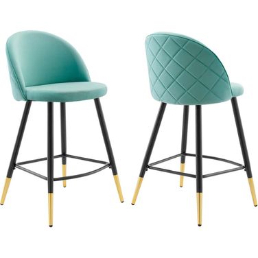 Cordial Performance Velvet Counter StoolsSet Of 2 In Mint