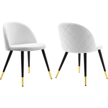 Cordial Performance Velvet Dining Chairs - Set of 2 In White