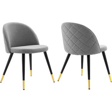 Cordial Upholstered Fabric Dining Chairs - Set of 2 In Light Gray