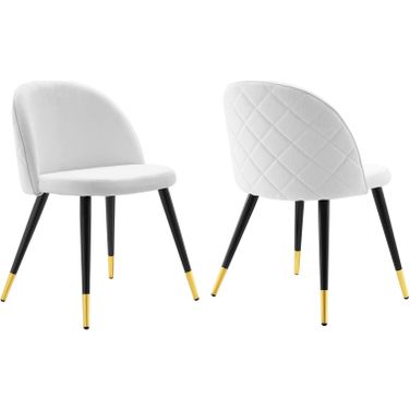 Cordial Upholstered Fabric Dining Chairs - Set of 2 In White
