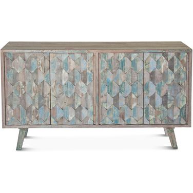 Cordoba 61 Inch Sideboard with Reclaimed Wood In Vintage Teal