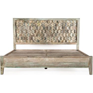 Cordoba King Bed with Reclaimed Wood In Vintage Teal