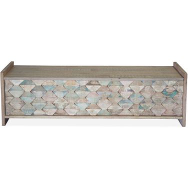 Cordoba Storage Bench with Reclaimed Wood In Vintage Teal