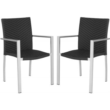Cordova Black Indoor/Outdoor Stacking Armchair Set of 2 FOX5206A