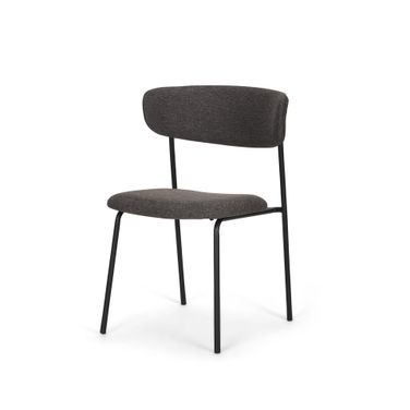 Corey Matte Black Metal Dining Chair In Gray Fabric
