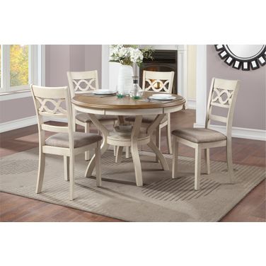 Cori Round Dining 5 Pc Set In Bisque and Brown