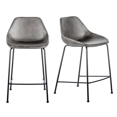 Corinna Counter Stool Set of 2 In Charcoal Gray